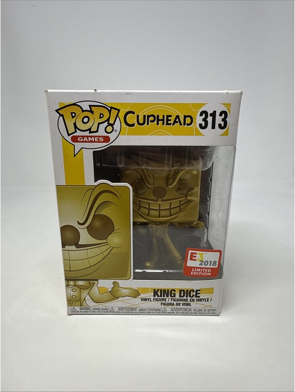 Funko Pop! Games Cuphead King Dice #313 E3 2018 Gold Vinyl Figure